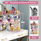 V-HANVER Makeup Organizer Combo - 360° Rotating Makeup Organizer with 7 Adjustable Layers Acrylic Skincare Organizer Large Cosmetic Display Case Clear Perfume Organizer with Makeup Lipstick Holder