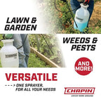 Chapin 20003 Made in USA 3-Gallon Lawn and Garden Pump Pressured Sprayer, for Spraying Plants, Garden Watering, Lawns, Weeds and Pests, Translucent White