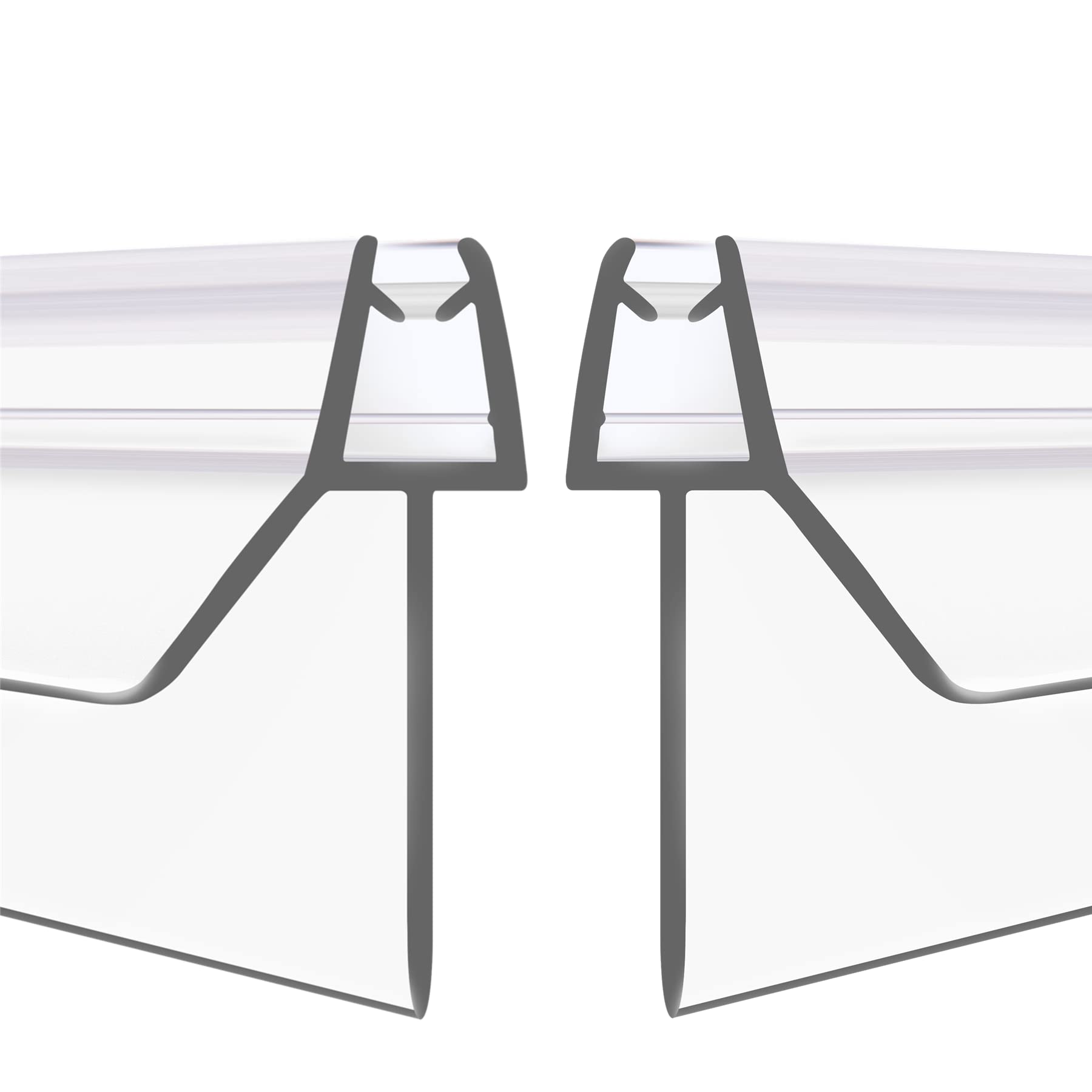 GEZMR 2-Pack Frameless Shower Door Bottom Seal (1/4'' X 39'') Clear Glass Shower Door Sweep Strip can Covers up to 23mm Gap - Stop Leaks