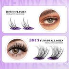 WENDY Lashes Clusters DIY Eyelash Extension Kit - 3D Effect C3 & Bottom Lashes with Bond and Seal Tweezers Cluster Eyelash Extensions Wispy Soft Individual Lashes, Suitable for Beginners, 10-16 MM