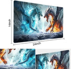 Premium Board Game 24x14in MTG Playmat Compatible for OCG CCG RPG TCG Playmat (Ice and Fire)