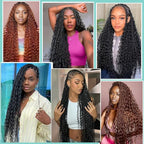 Human Braiding Hair for Boho Braids Deep Water Wave Bulk Human Hair 110g 16 Inch Curly Wave for Boho Braids Extensions No Weft 12A Wet and Wavy 2 Bundles/Pack Natural Color