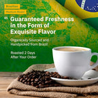 Brazilian Santos Medium Roast Coffee Beans - Single Origin Arabica Coffee Beans, Freshly Roasted to Order, Whole Bean Coffee Low Acid with Smooth Cocoa Notes, Specialty Grade and Fair Trade - 5LB
