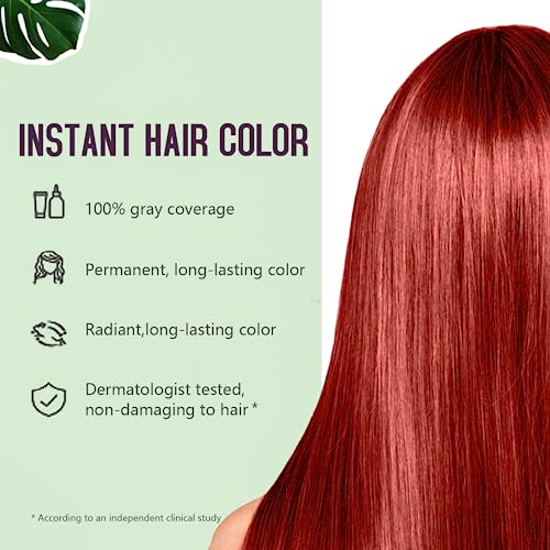 Coconut Grape Instant Hair Color Shampoo - Long-lasting Red Dye for All Hair Types, 3-in-1 Formula for Women & Men