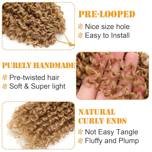 Aksice 10 Inch 8 Packs Yanky Twist Crochet Hair for Women Pre-looped Mini Twist Hair Bohemian Passion Twist Crochet Hair Boho Crochet Braids Synthetic (27#)