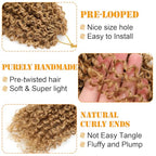 Aksice 10 Inch 8 Packs Yanky Twist Crochet Hair for Women Pre-looped Mini Twist Hair Bohemian Passion Twist Crochet Hair Boho Crochet Braids Synthetic (27#)