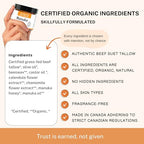 Organic Manuka Tallow Cream - Certified Grass-Fed Tallow with Manuka Honey Skin Cream. Helps Soothe the Effects of Sensitive Skin. For Women, Men or a Cream for All Ages as a Daily Moisturizer