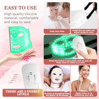 Led Face Mask Light Therapy,Red Light Therapy for Face and Neck,7 Colors LED Facial Skin Care Mask,5 Level Brightness Adjustment,309 LED Beads Can Be Used at Home,White