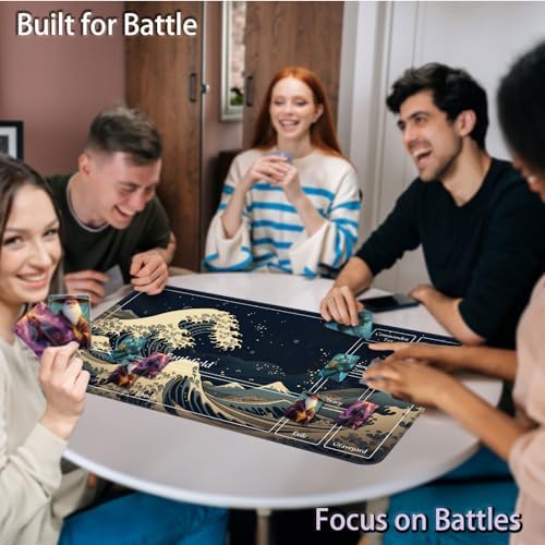for MTG Game Playmat, for Magic TCG Rubber Play mat,Tabletop Card Playmats with Smooth Surface,Trading Card Inked Game Mat with New Zones,Battle Game,Retro Waves