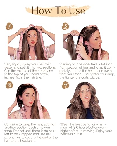 Yanibest Heatless Hair Curler, No Heat Hair Curlers to Sleep in, Super Soft Ribbon Wrap for Long Hair，Overnight Heatless Curling Set with Hair Scrunchies and Clip, for All Hair types