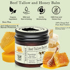 Beef Tallow For Skin, Beef Tallow and Honey Balm Face Moisturizer, Organic Grass Fed Tallow Deeply Nourishing for Face & Body - Whipped Beef Tallow Skin Balm, Moisturizing Skin Care Cream for Dry Skin