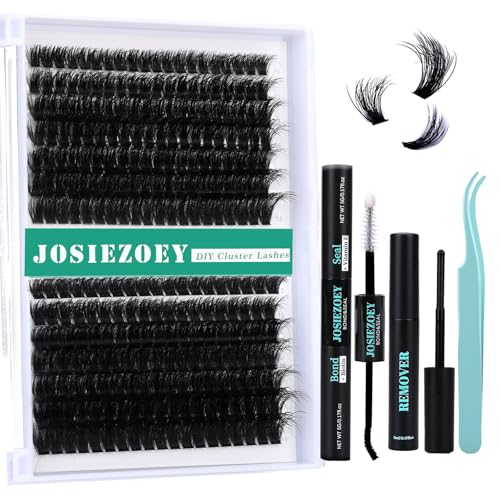 Fluffy Lash Clusters Kit 80D+100D DIY Lash Extension Kit With 10-18MM Thick Individual Lashes Cluster Lash Bond and Seal Remover Tweezers for Eyelash Extension at Home(KIT-80D+100D-280Pcs)