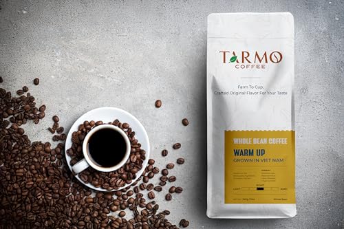 Tarmo Coffee | WARM UP - Low Acid Coffee Beans, Vietnamese Coffee, Robusta & Arabica Blend, Premium Whole Bean, Medium Roast, 12 Oz Bag
