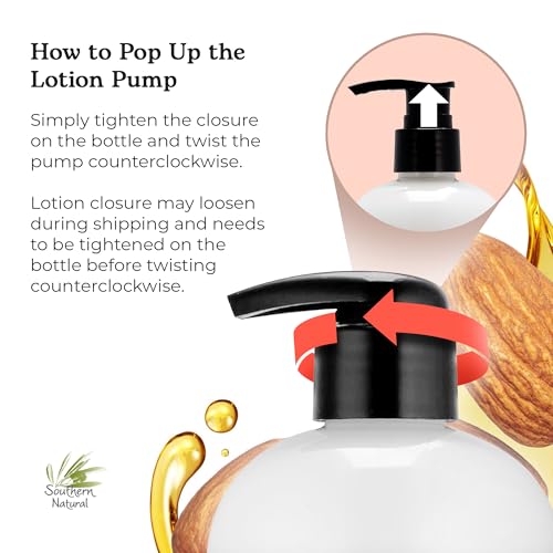 Southern Natural Goat Milk Lotion (12 oz) Face and Body Moisturizer For Dry Skin - Moisturizing Skincare and Hand Cream - Honey Almond Scent