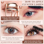 DIY Lash Extension Kit Volume Lash Clusters 60D+80D D Curl Individual Lashes Lash Clusters Kit Thick Eyelash Extension Kit 280 pcs Thin Band Cluster Lashes Lash Bond and Seal Lash Tweezers