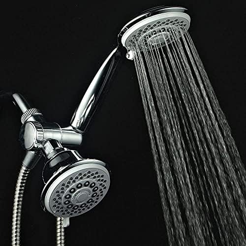 Hotel Spa AquaStorm 30-Setting SpiralFlo 3-Way High Pressure Luxury Shower Head/Handheld Showerhead Combo with Water Saving Economy Mode/Chrome