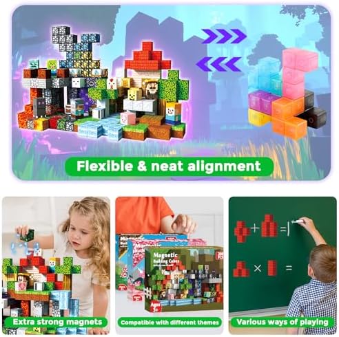 300 PCS Magnetic Blocks - Magnetic Building Blocks, Stacking Magnets for Kids, Sensory Toy for STEM Montessori Sensory Toys for Kids 3+ Boys and Girls Christmas Birthday Gifts