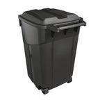 32 Gallon Outdoor Trash Can with Lid, Heavy-Duty Wheeled Garbage Bin for Backyard, Deck or Garage, Black, Can with Attached Snap Lock Lid and Heavy-Duty Handles (32 Gallon)