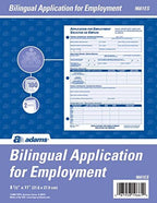 Adams Bilingual Employee Application, 8.5 x 11 Inches, White, 2-Pack (9661ES)