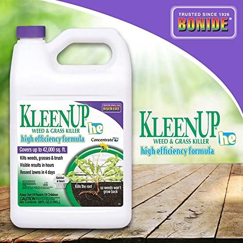 Bonide KleenUP Weed & Grass Killer High Efficiency Formula, 128 oz Concentrate, Fast-Acting Formula Kills Weeds & Roots