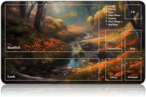 for MTG Game Playmat, for Magic TCG Rubber Play mat,Tabletop Card Playmats with Smooth Surface,Trading Card Inked Game Mat with Zones,Battle Game,Unmanned Forest