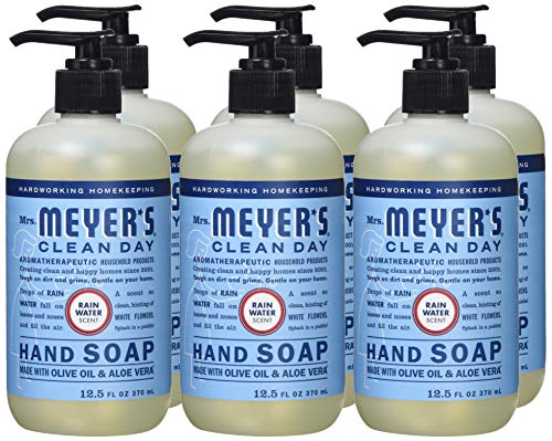MRS. MEYER'S CLEAN DAY Hand Soap, Made with Essential Oils, Rain Water, 12.5 fl. oz - Pack of 6