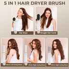 Blow Dryer Brush 5 in 1, Negative Ion Hair Dryer Brush Set Air Styler Curling Wrap Air Curler, Upgrade Hot Air Brush Curling Iron Hair Styling Tools As A Gift for Straight/Curling/Drying/Smoothing