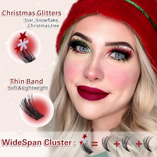 Glitter Lashes Glitter Lash Clusters 10-20mm Cluster Eyelash Extensions 168Pcs Fluffy Lash Clusters C Curl Individual Lashes for New Year Christmas Halloween Cosplay Party False Eyelashes, by Anforlin