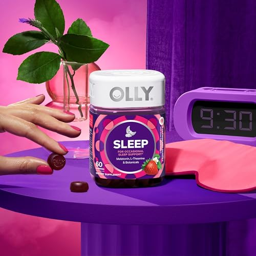OLLY Sleep Gummy,3 mg Melatonin,L-Theanine,Chamomile,Lemon Balm,Sleep Aid,Strawberry,60 Count (Pack of 2)