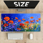 Playmats for Magic: The Gathering MTG Card Game Mat Plus 50 Pcs Card Sleeves, 24 x 14 inch TCG Mat with Stitched Edge for Commander Deck Duskmourn Board Game, Poppies and Wildflowers