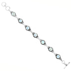 Natural Moonstone 925 Silver Plated Round Gemstone Link Bracelet for Women