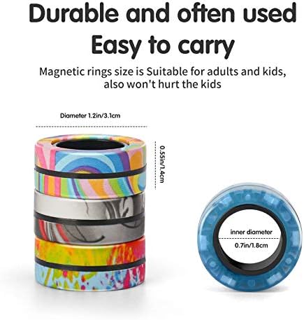 (6PCS) Magnetic Rings Fidget Toy Set, Idea ADHD Fidget Toys, Adult Fidget Magnets Spinner Rings for Anxiety Relief Therapy, Fidget Pack Great Gift for Adults Teens Kids