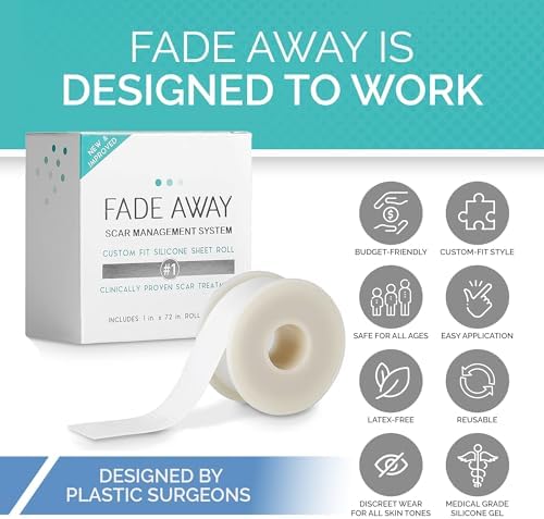 Fade Away Scars - Original Silicone Scar Sheeting Roll- Custom Size Medical Grade- Effective Silicone Scar Sheets, Strips and Patches for Scars, Surgical Scar Tape, Silicone Scar Sheets.