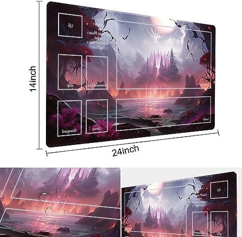 MTG Playmat Size 24x14in Free Storage Bags Non-Slip Backing Printing, Ideal for Card Game Enthusiasts TCG Playmat (with Zone,City of Destruction)
