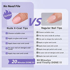 BTArtbox XCOATTIPS Natural Nail Tips - Short Square Press On Nails Pink, Long Lasting Soft Gel Nails False Nail, Soak Off Acrylic Fake Nails Extensions for Nail Art DIY Women