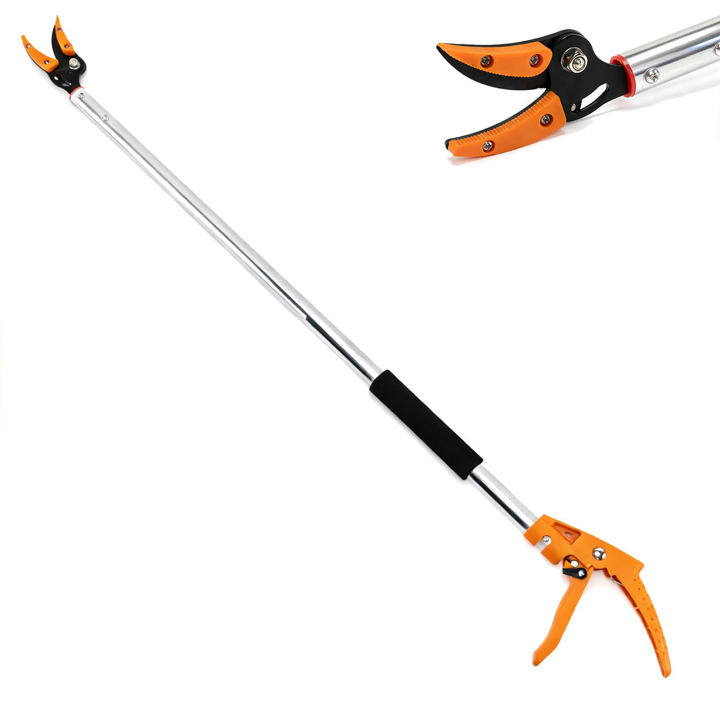 3.5 ft (1.0m) Cut & Tree Trimmer for Precision Gardening Pruning & Fruit picking, 40 in Long Reach Pruning Shears - Lightweight Aluminum Rust-Resistant Picker, Branch Bypass Loppers(1/4" Max Cut)