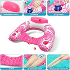 Jasonwell Inflatable Pool Float Chair - Pool Floaties Floating Pool Chair Lounge Floats for Swimming Pool Water Chair Pool Lounger with Cup Holder Pool Toy Party Floaty Adults
