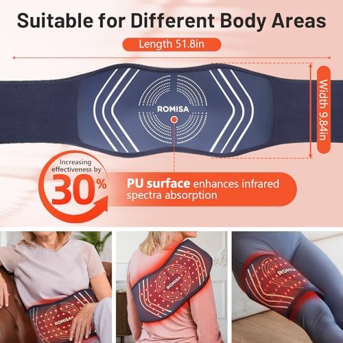 Red Light Therapy Belt & Back Massager for Pain Relief, Infrared Light Therapy Vibration Rechargeable, Red Light Therapy Device for Body Massage for Back Shoulder Waist Knee for Cordless Use