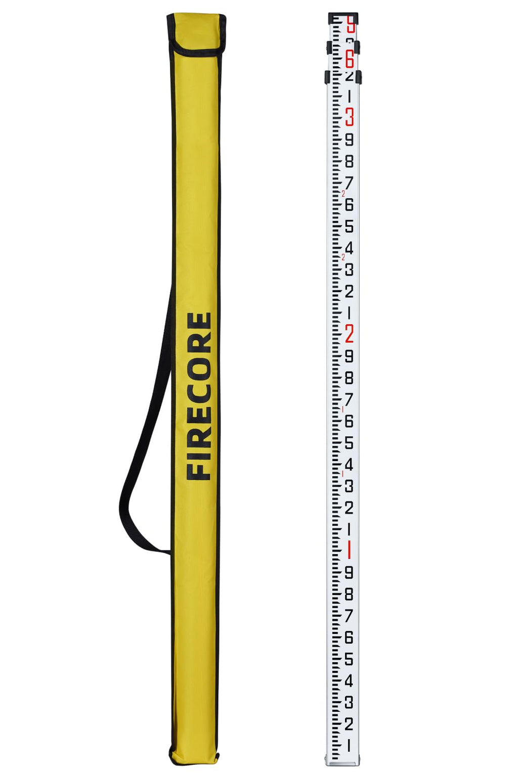 Firecore 9-Foot Aluminum Grade Rod – 10ths, Dual Sided 3-Section Telescopic Survey Rod