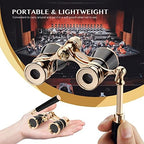 Aomekie Opera Glasses Binoculars 3X25 Theater Glasses Mini Binocular Compact with Handle for Adults Women in Musical Concert（Black）