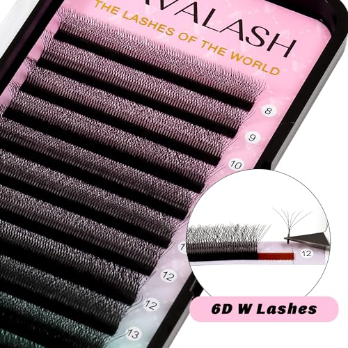 VAVALASH 6D W Shape Eyelash Extension 6D Premade Fans 0.07 D Curl Volume Lash Extensions Easy Fanning False Lashes Matte Black Volume Premade Cluster W Lashes(W Shaped-6D-0.07-D-8mm）