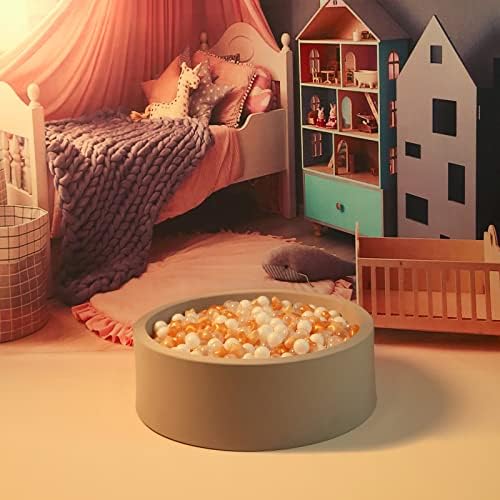 Ball Pit Balls with Starballs 100 - Crushproof Plasticballs for Babies Toddlers Kids Children for 1 2 3 4 5 Years Old,5 Colors,2.15inches, Beige Gold White Clear