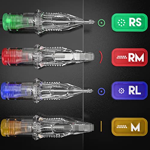 Dragonhawk Extreme Tattoo 50Pcs Cartridges Needles Mixed Sizes 1003RL 1005RL 1007RL 1009RL 1011RL EX-1 (#10RL-50PCS)
