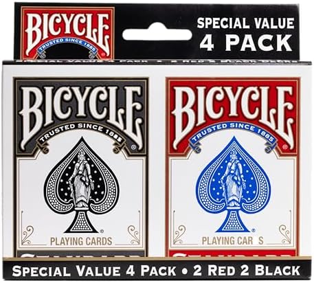 Bicycle Standard Index (Black/Red), Pack of 4