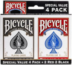 Bicycle Standard Index (Black/Red), Pack of 4