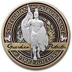 & Emblem - Firefighter Brotherhood Challenge Coin Saint Florian in Deluxe Display tin with Bonus polishing Cloth