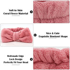 Ondder Spa Headband for Washing Face 8 Pack Dark Pink Skincare Headbands for Women Girls Terry Cloth Cute Bow Head Bands