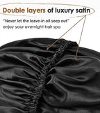 YANIBEST Double Layer Satin Bonnet Silk Bonnet Adjustable Hair Bonnet for Sleeping Hair Bonnets for Women Curly Natural Hair