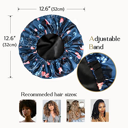 YANIBEST Double Layer Satin Bonnet Silk Bonnet Adjustable Hair Bonnet for Sleeping Hair Bonnets for Women Curly Natural Hair