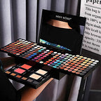 MISS ROSE 190 Colors Cosmetic Make up Piano Box Set,Combination with Eyeshadow /Facial Blusher /Eyebrow Powder /Eyeliner Pencil /Mirror,All-in-1 Makeup Gift Set (Color B)